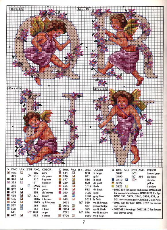 Schema punto croce Alfabeto Angeli 5