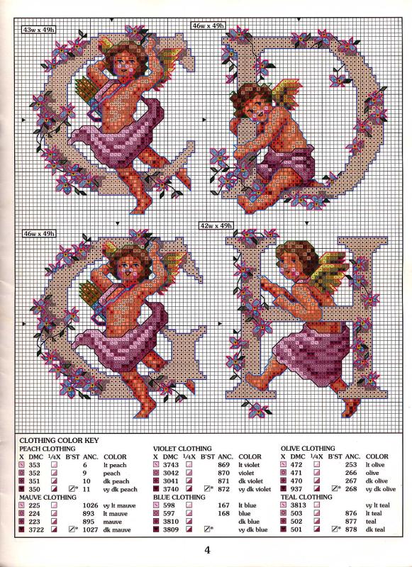 Schema punto croce Alfabeto Angeli 8