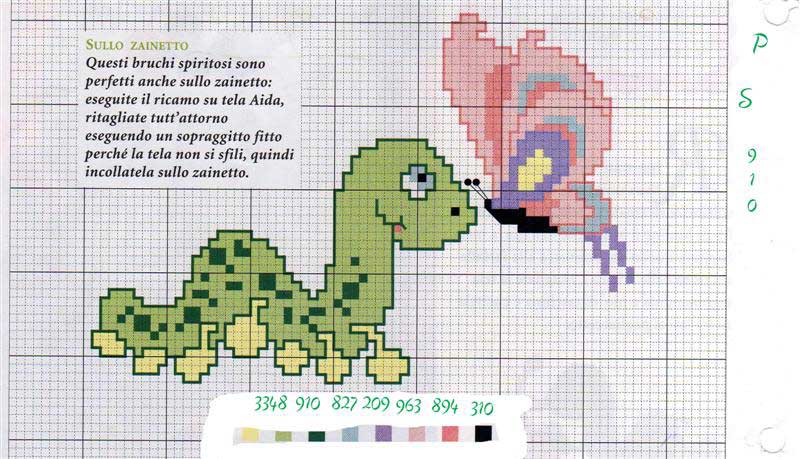 Schema punto croce Bruco-farfalla