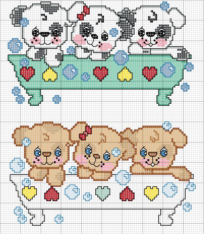 Schema punto croce Cagnolini Vasca