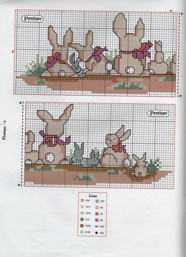 Schema punto croce Conigli