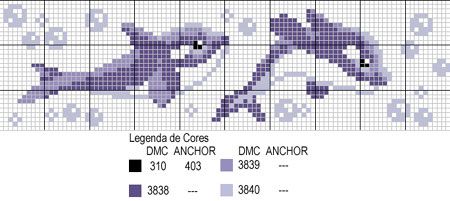Schema punto croce Coppia Delfini