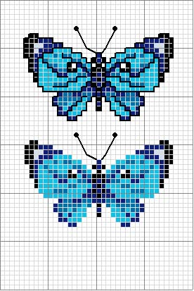 Schema punto croce Farfalline Blu