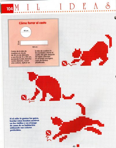 Schema punto croce Gatti Monocolore