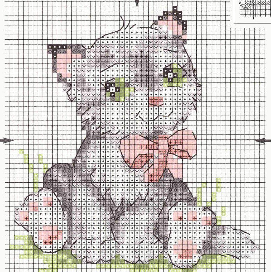 Schema punto croce Gattino Rosa