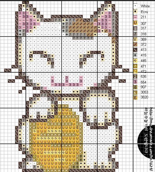 Schema punto croce Gattone Miao