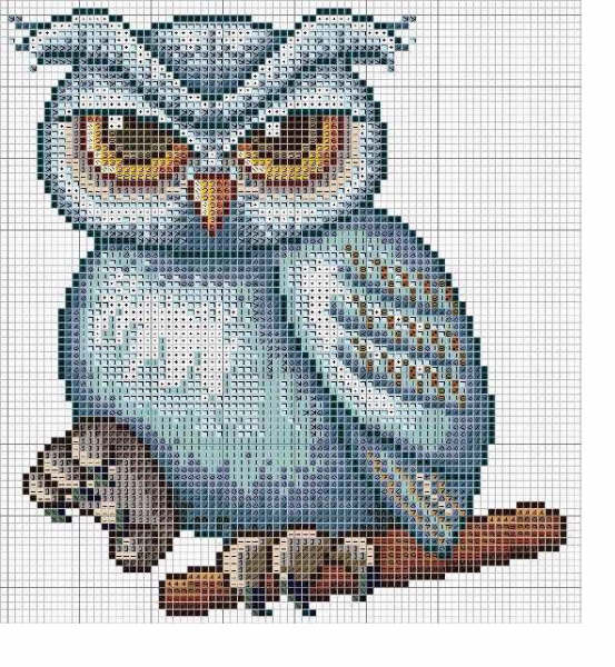 Schema punto croce Gufo