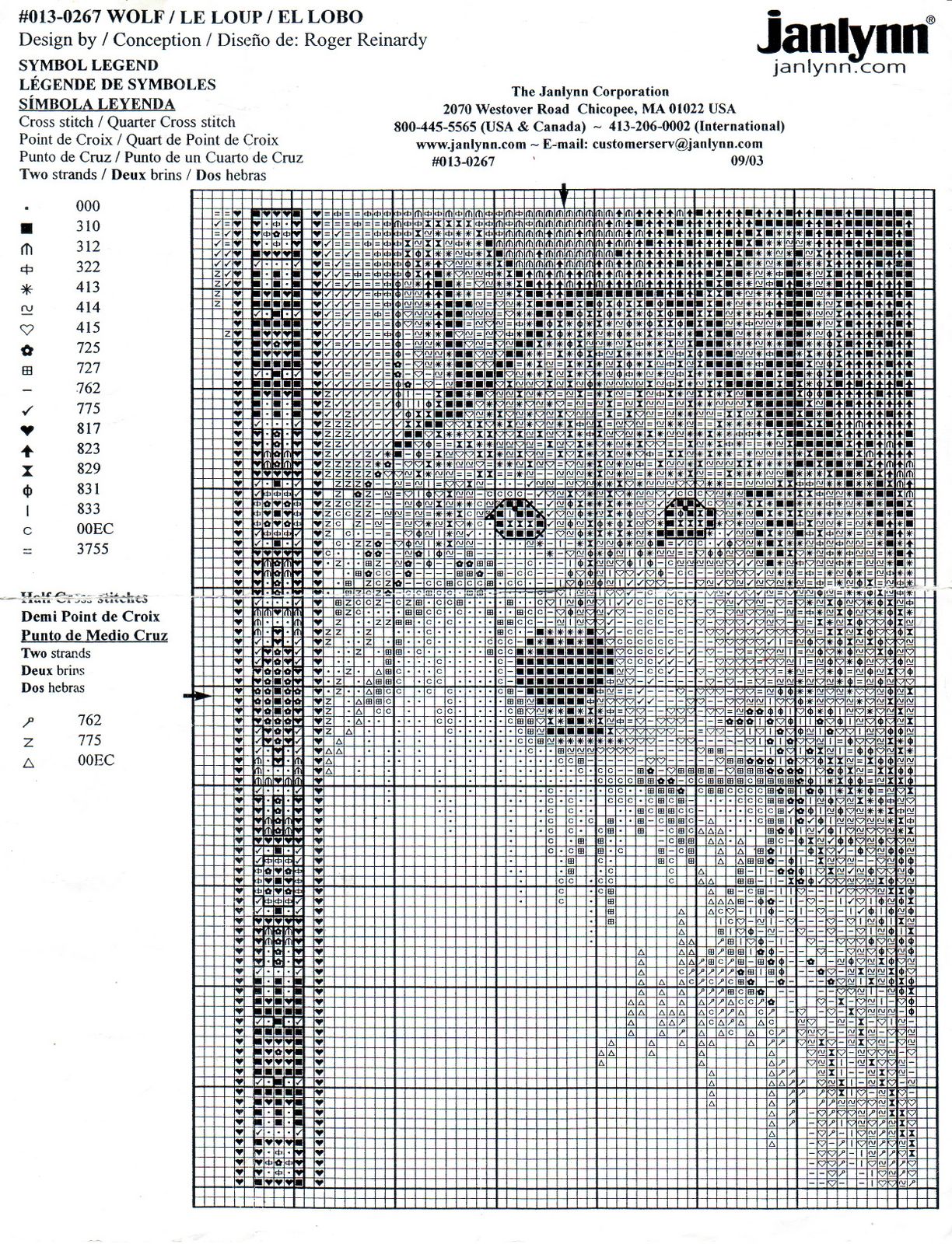 Schema punto croce Lupo 02
