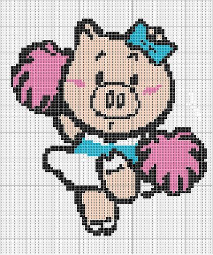 Schema punto croce Maialina Ponpon