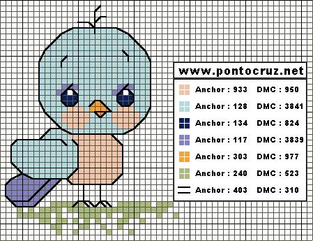 Schema punto croce Passerotto 1