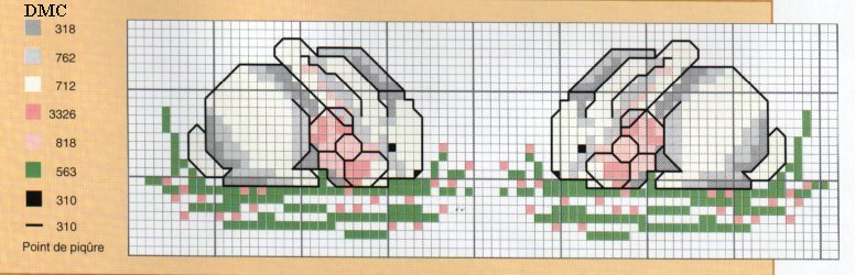 Schema punto croce Piccoli Conigli