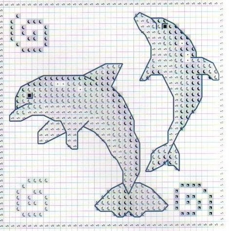 Schema punto croce Piccoli Delfini