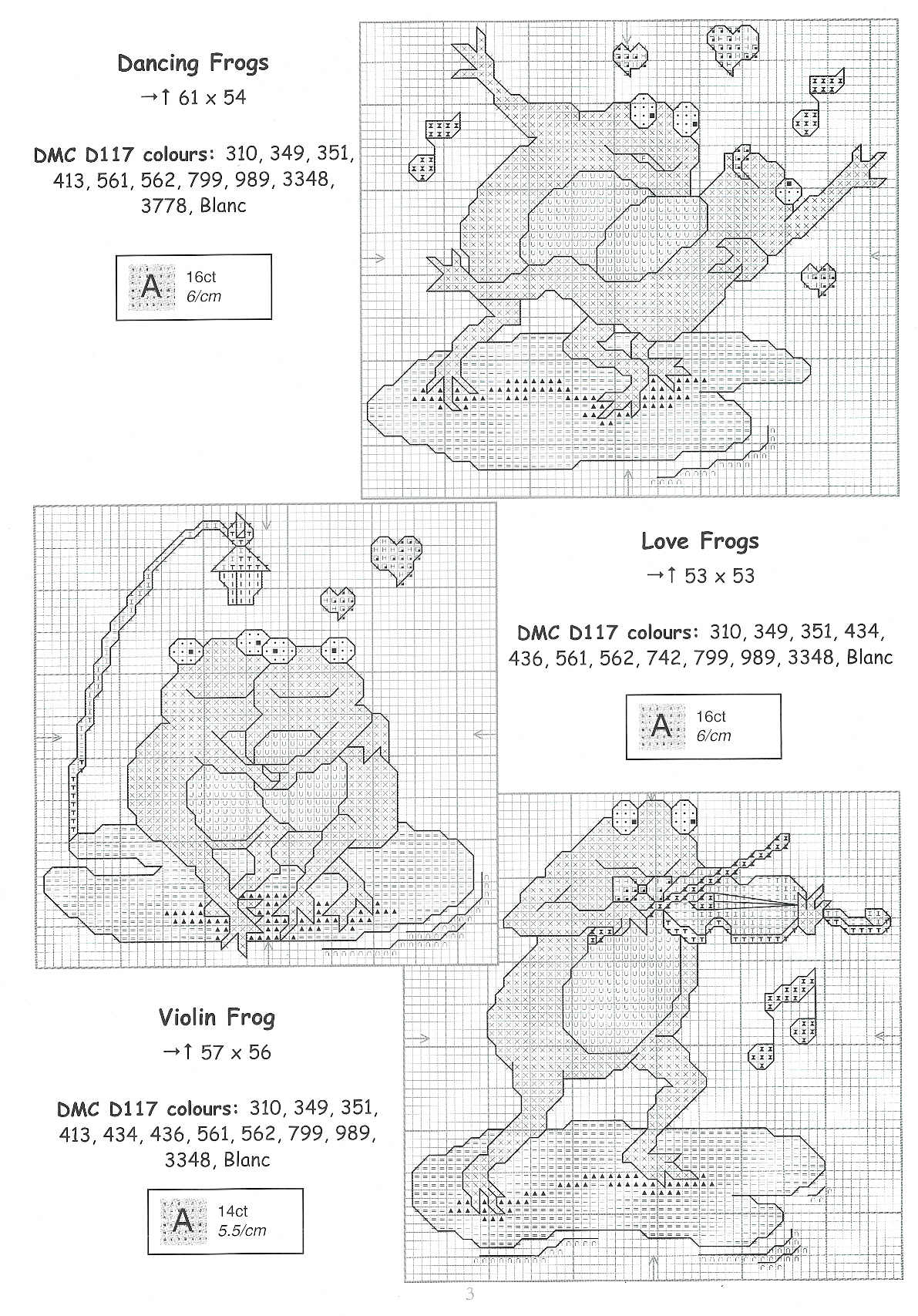 Schema punto croce Rane Innamorate
