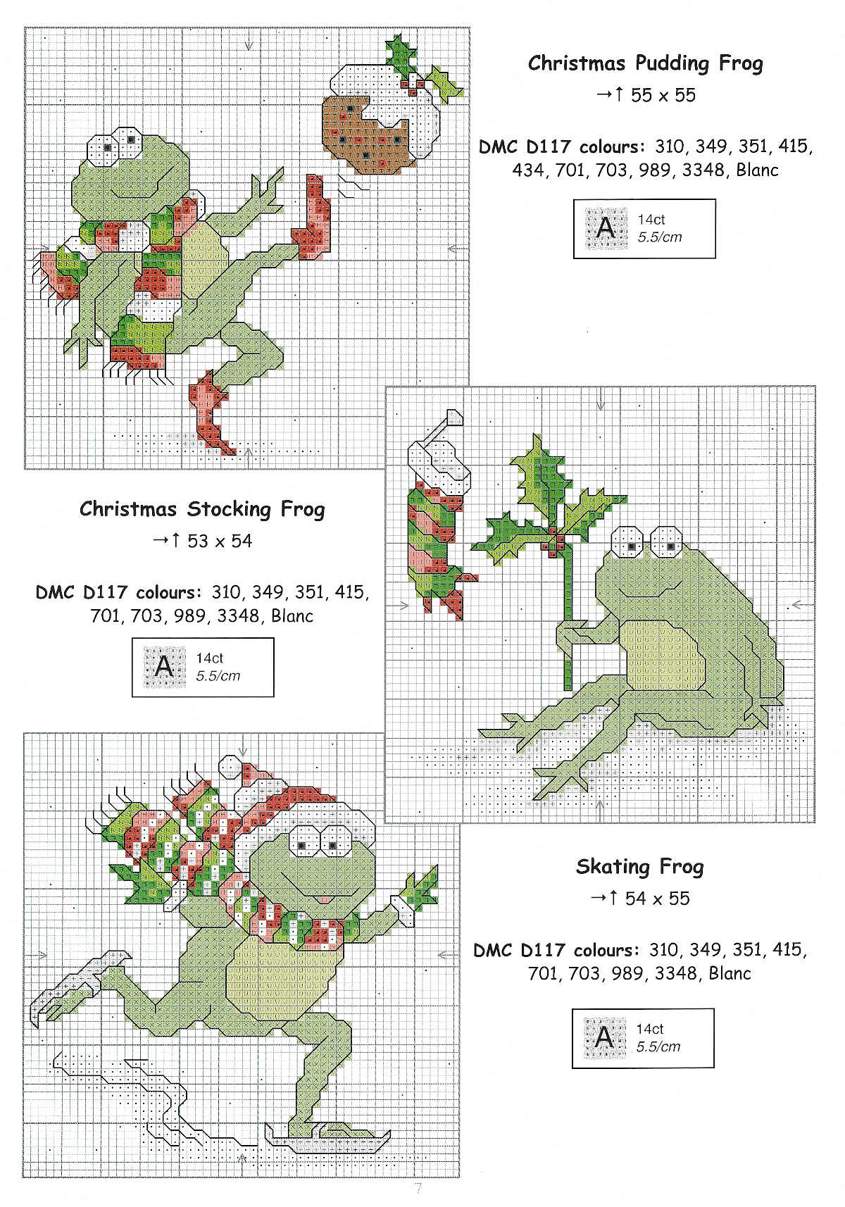 Schema punto croce Rane Natalizie
