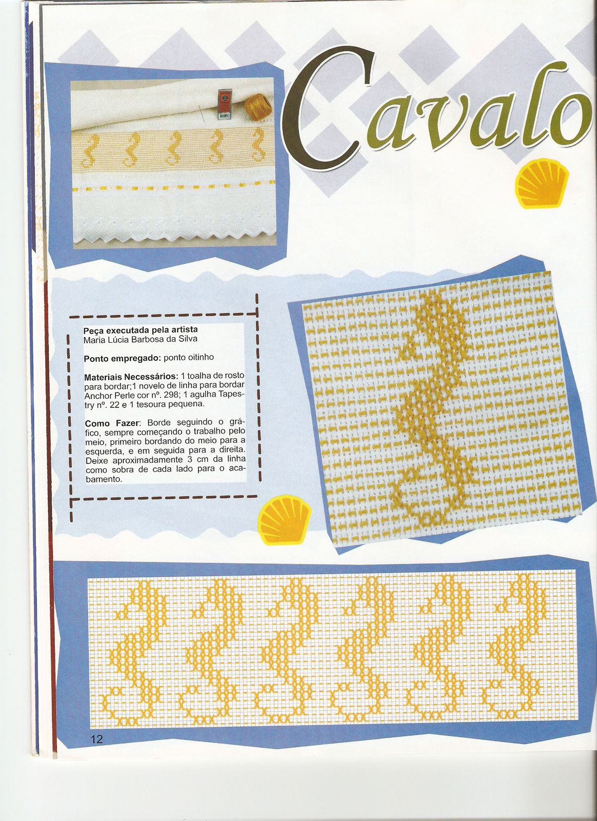 Schema punto croce Ricamo Ippocampo