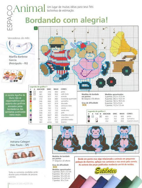 Schema punto croce Scimmiette Orsetti