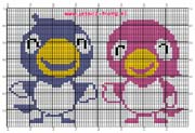 Schema punto croce uccellini coppia