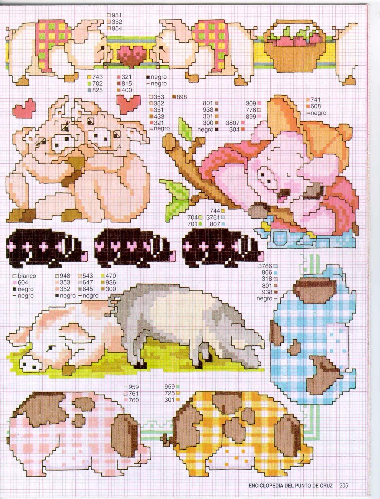 Schema punto croce Tanti Maialini