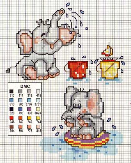 Schema punto croce Elefantini