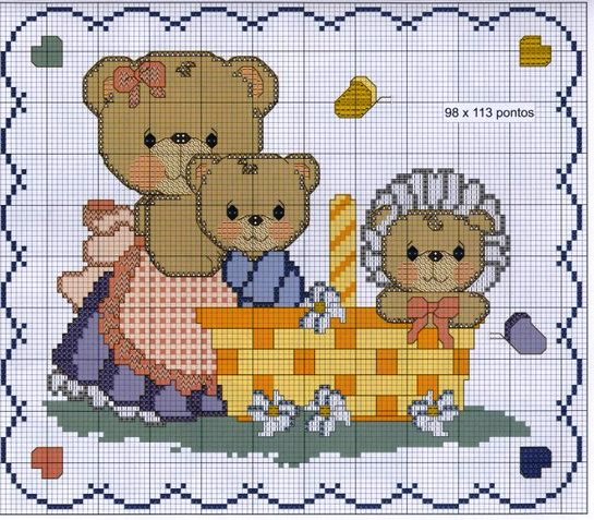Schema punto croce Mamma-orsa-con-bimbi