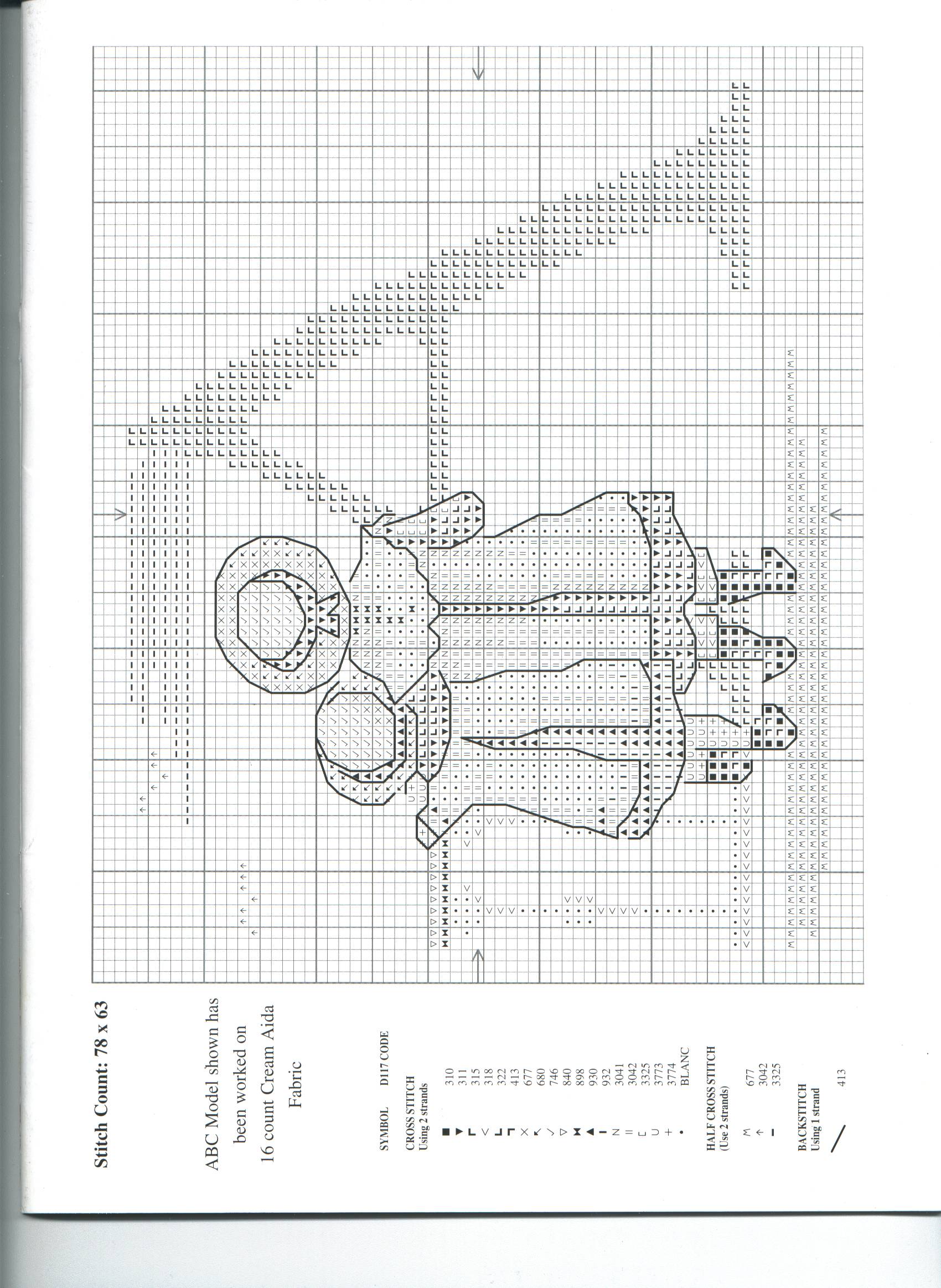 Schema punto croce Alfabeto Bimbi A