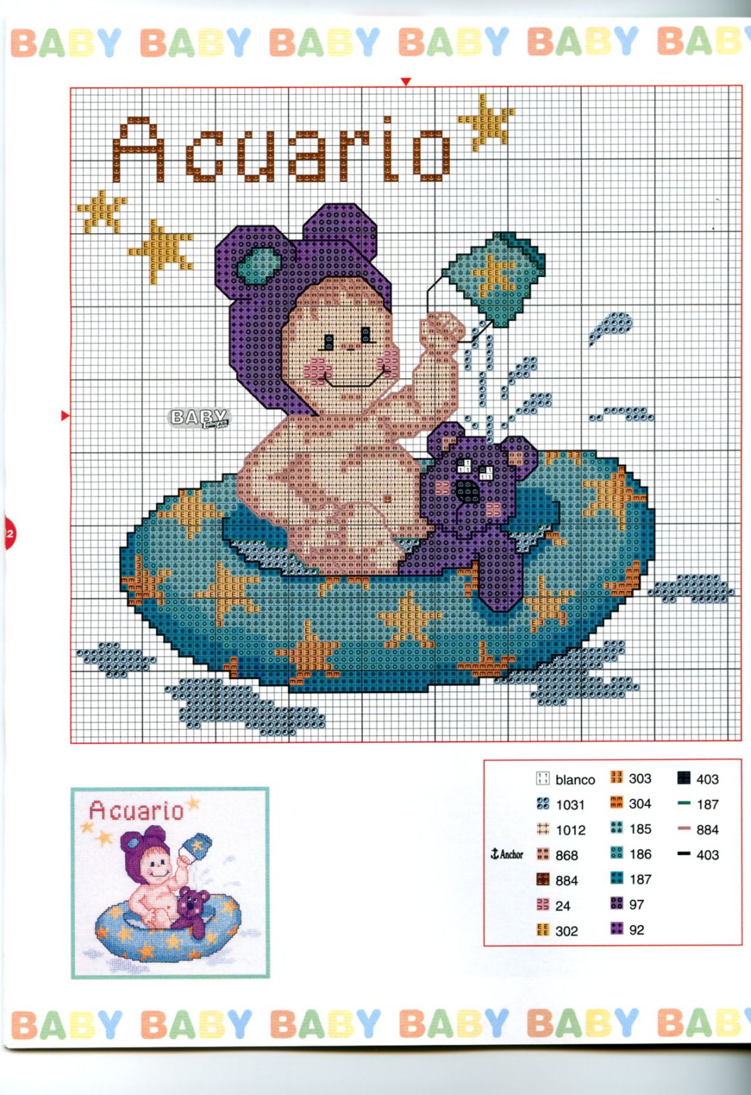 Schema punto croce Baby Oroscopo 1