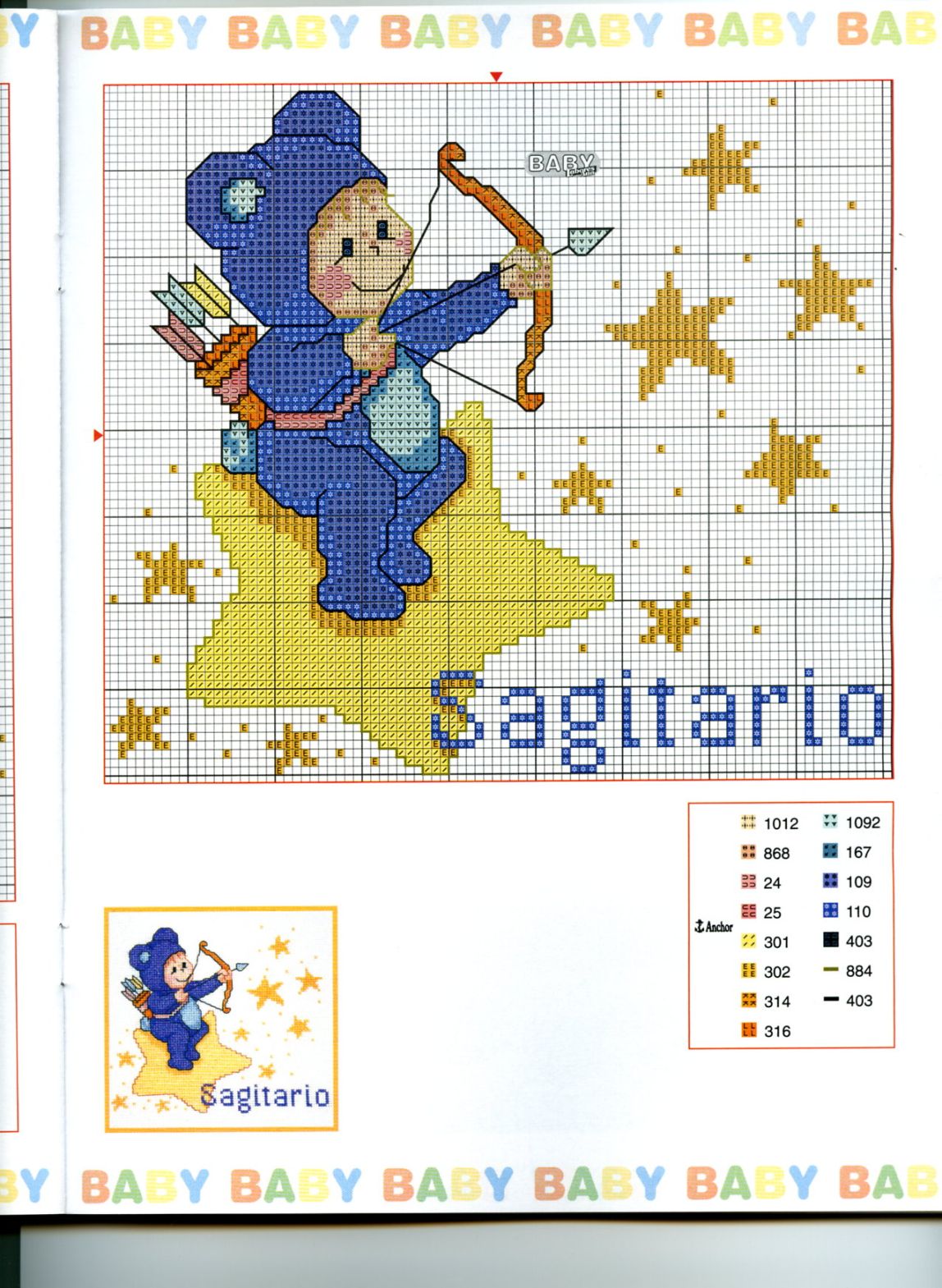 Schema punto croce Baby Oroscopo 10