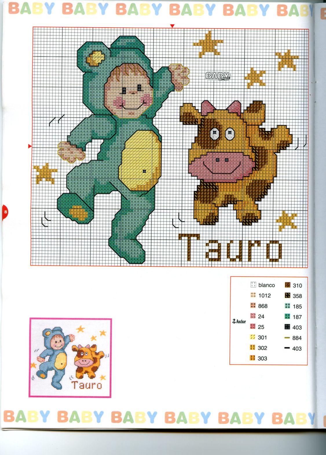 Schema punto croce Baby Oroscopo 11