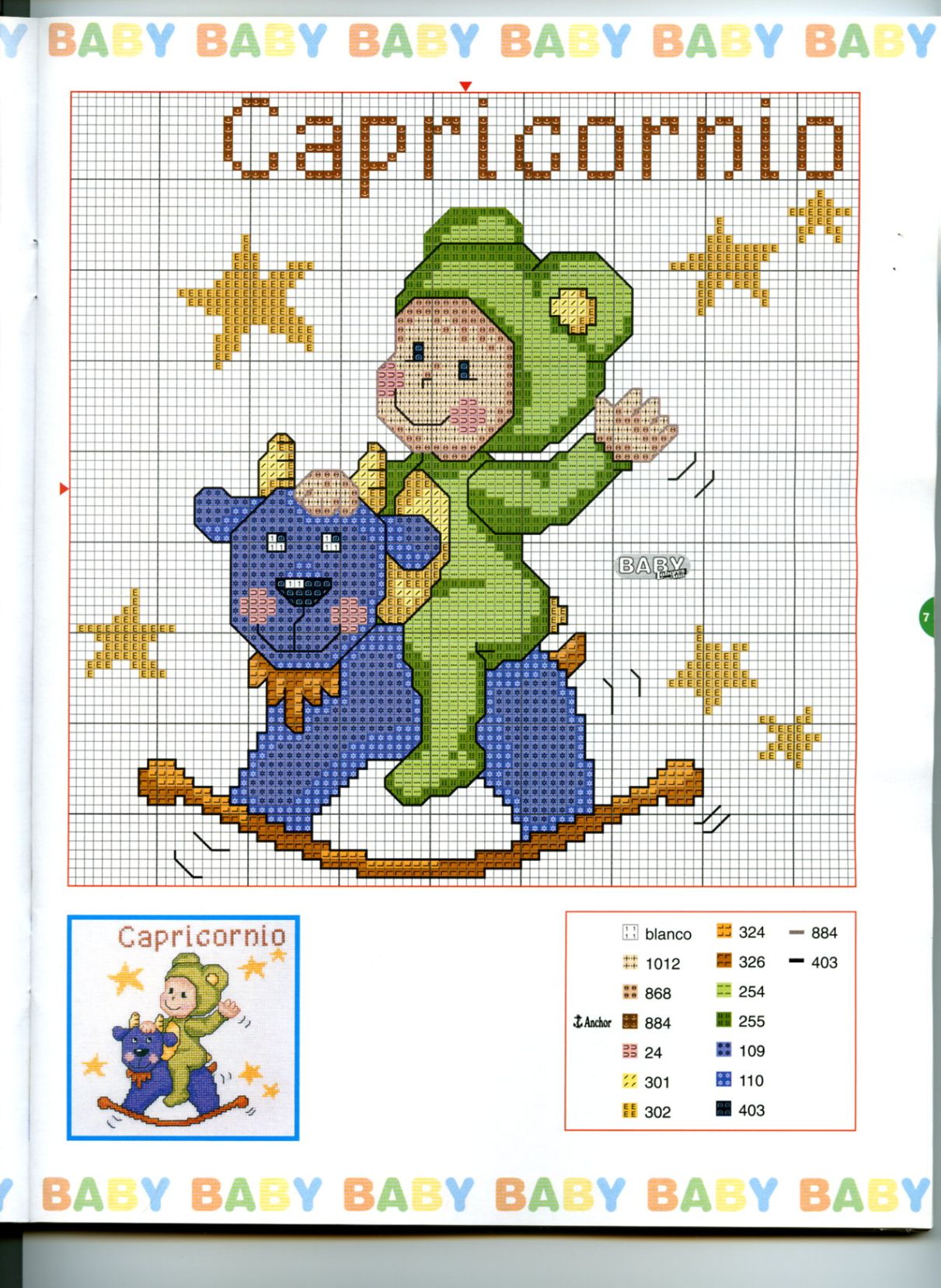 Schema punto croce Baby Oroscopo 4