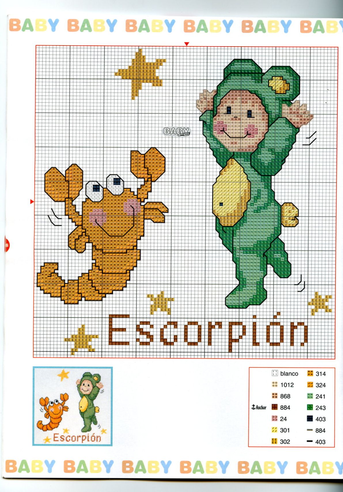 Schema punto croce Baby Oroscopo 5