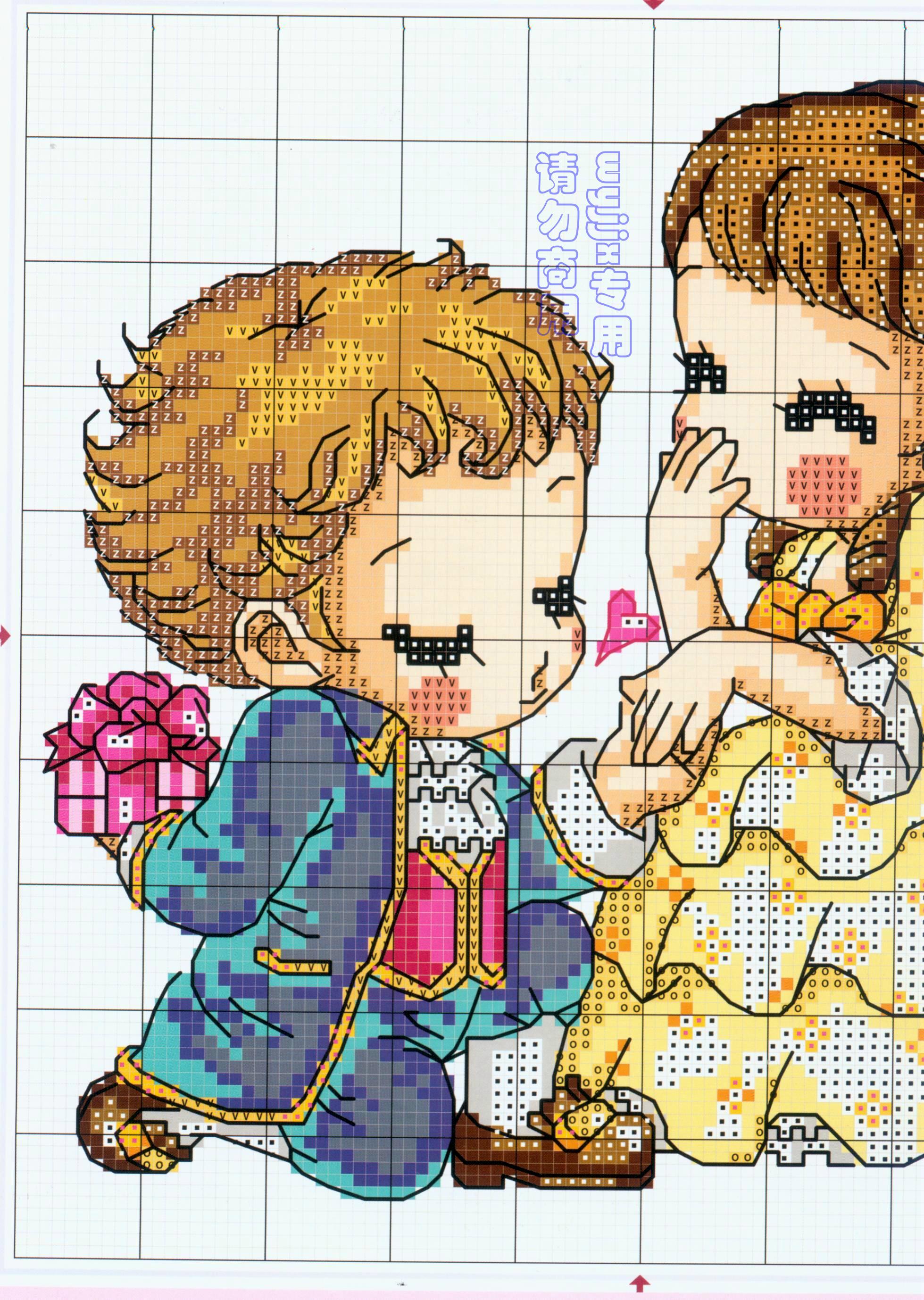 Schema punto croce Baciamano 2