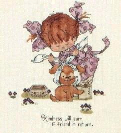 Schema punto croce Bimba Aprile 1