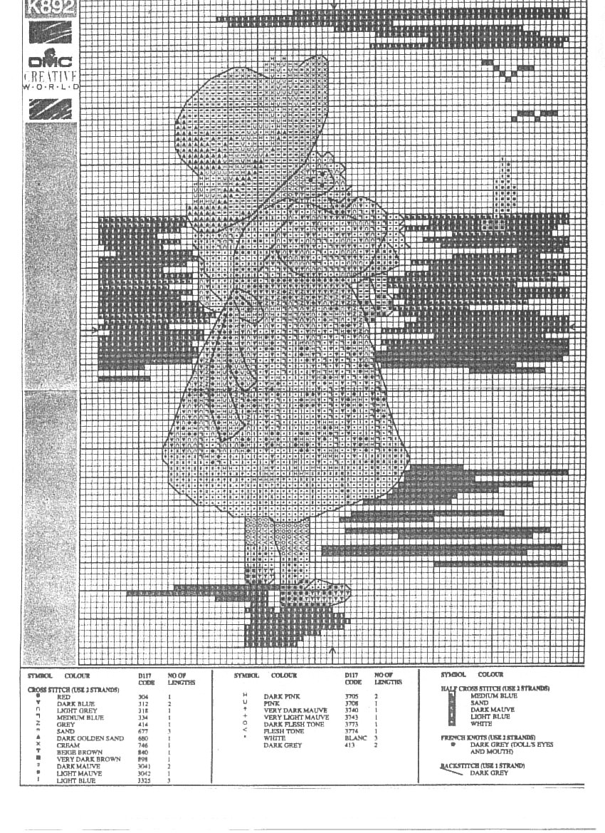 Schema punto croce Bimba Bambola 2