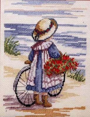 Schema punto croce Bimba Bici 1