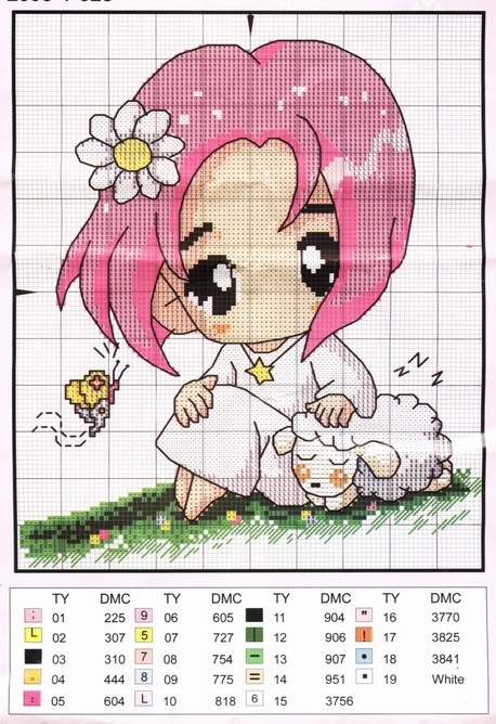 Schema punto croce Bimba Pecorella