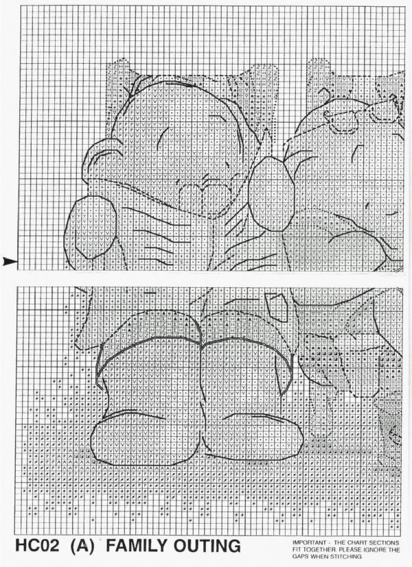 Schema punto croce Famiglia Elefante 2