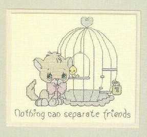 Schema punto croce Gatto E Canarino 1