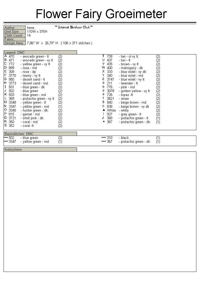 Schema punto croce Metro Fatine 1j