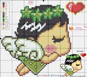 Schema punto croce Angelo Verde