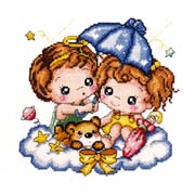 Schema punto croce Bimbi Sulla Nuvola 1