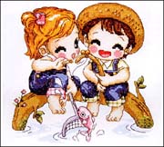 Schema punto croce Pesca 1