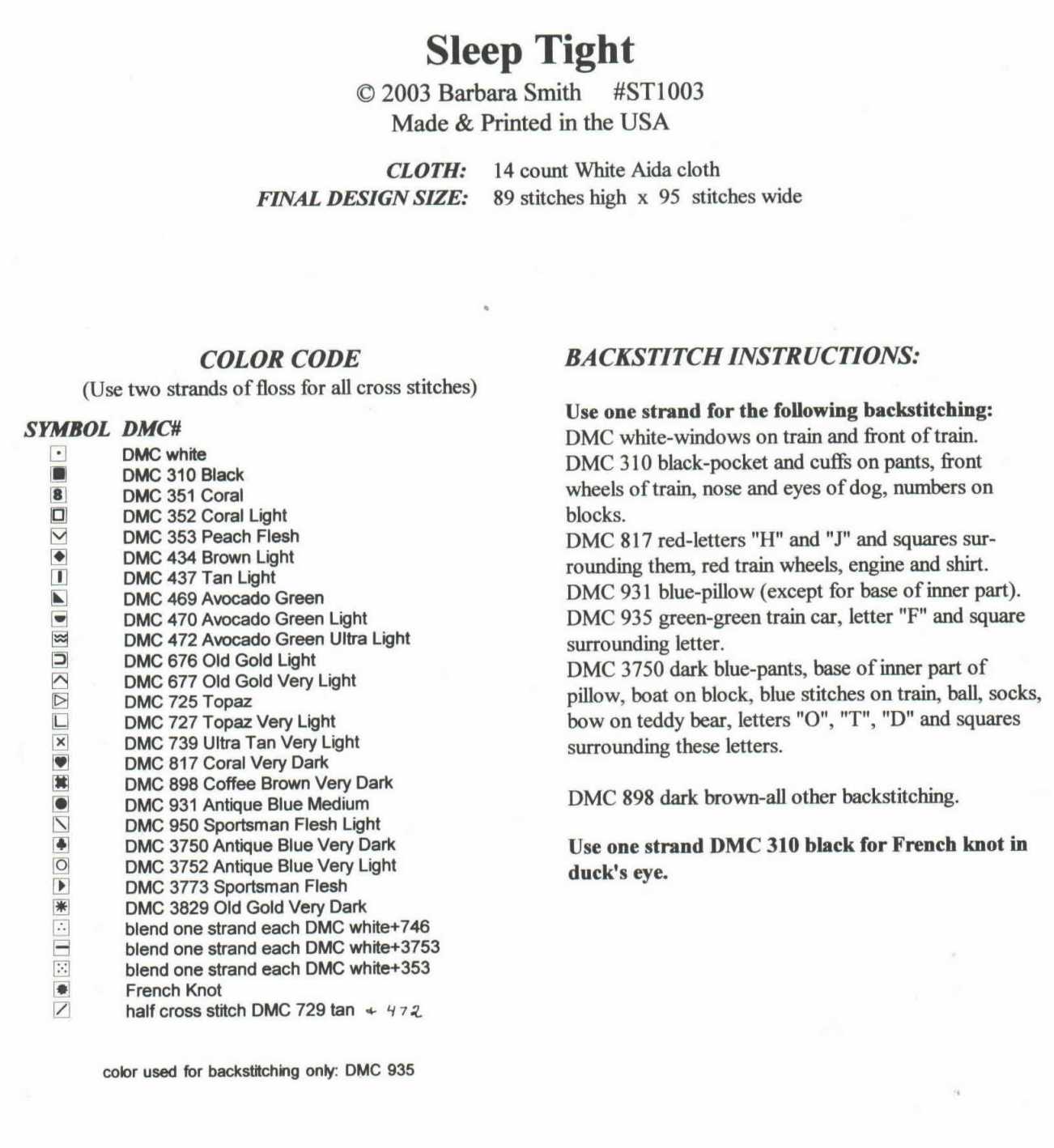 Schema punto croce Sonno Profondo 4