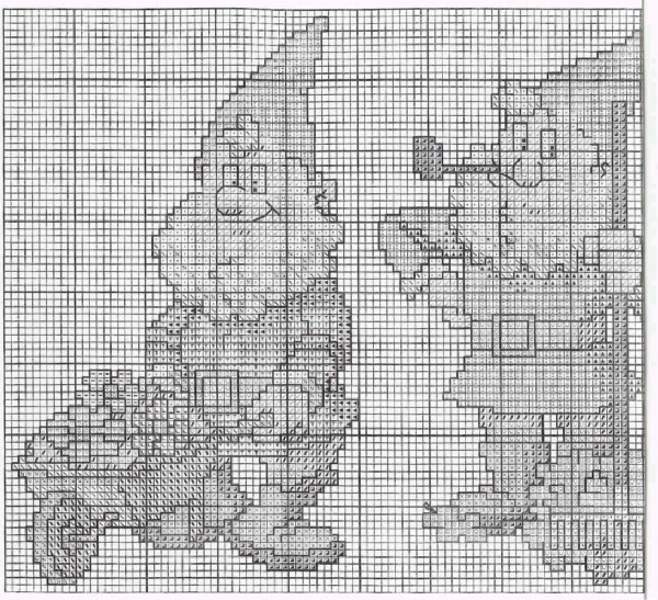Schema punto croce Tre Nani 2