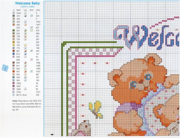 Schema punto croce Welcome Baby 1b