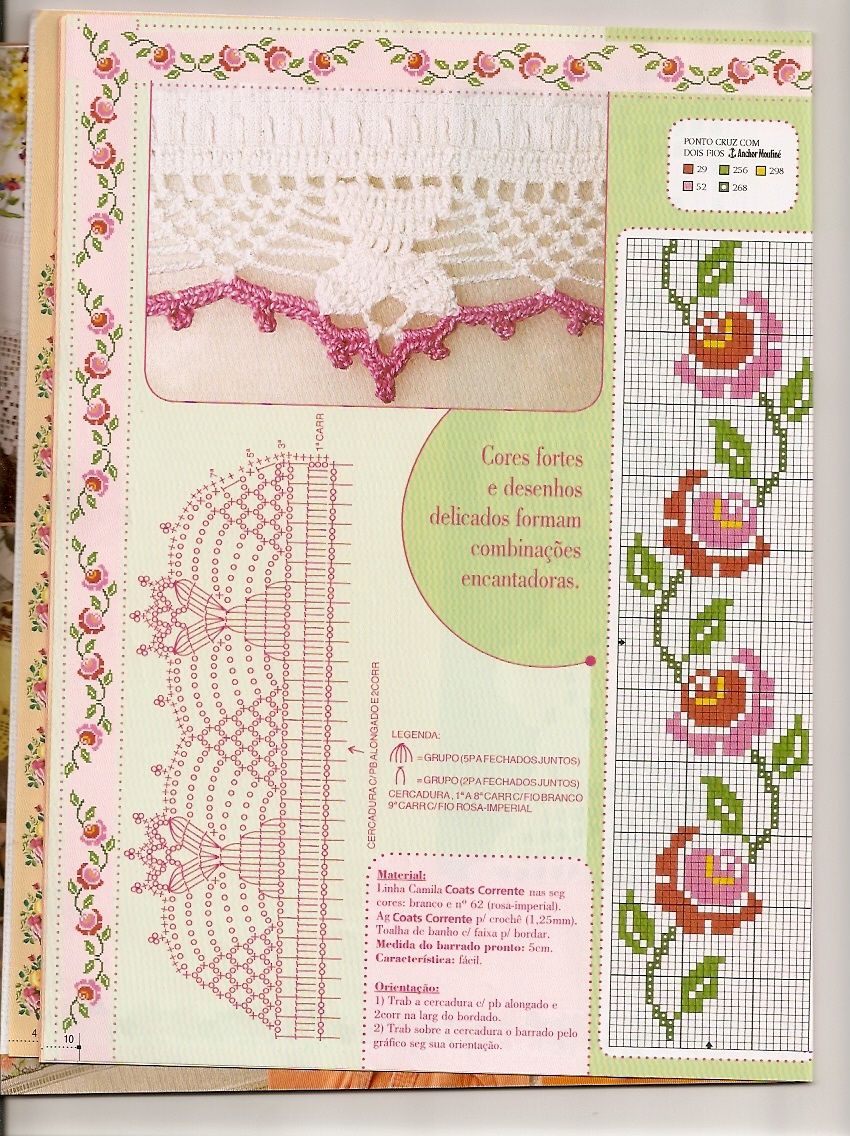 Schema punto croce Asciugamani Fiorellini Rosa 02