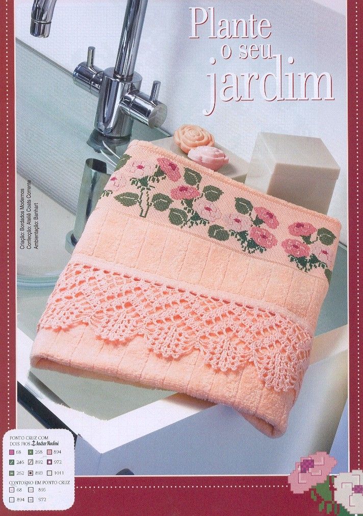 Schema punto croce Asciugamani Fiori 01