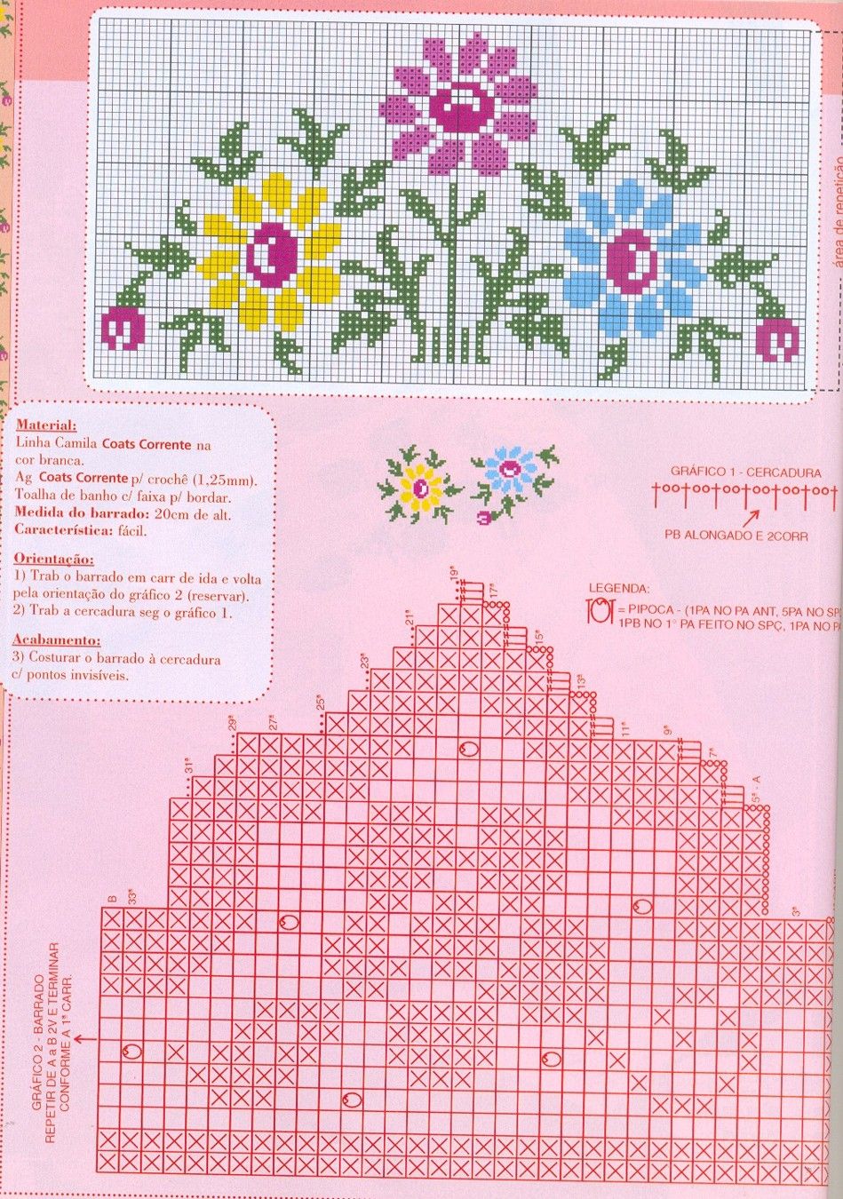 Schema punto croce Asciugamani Fiori 04