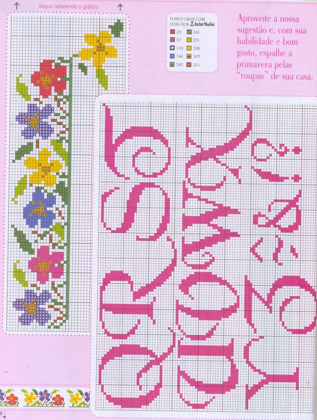 Schema punto croce Asciugamani Fiori 07