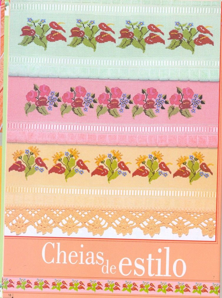 Schema punto croce Asciugamani Fiori 09