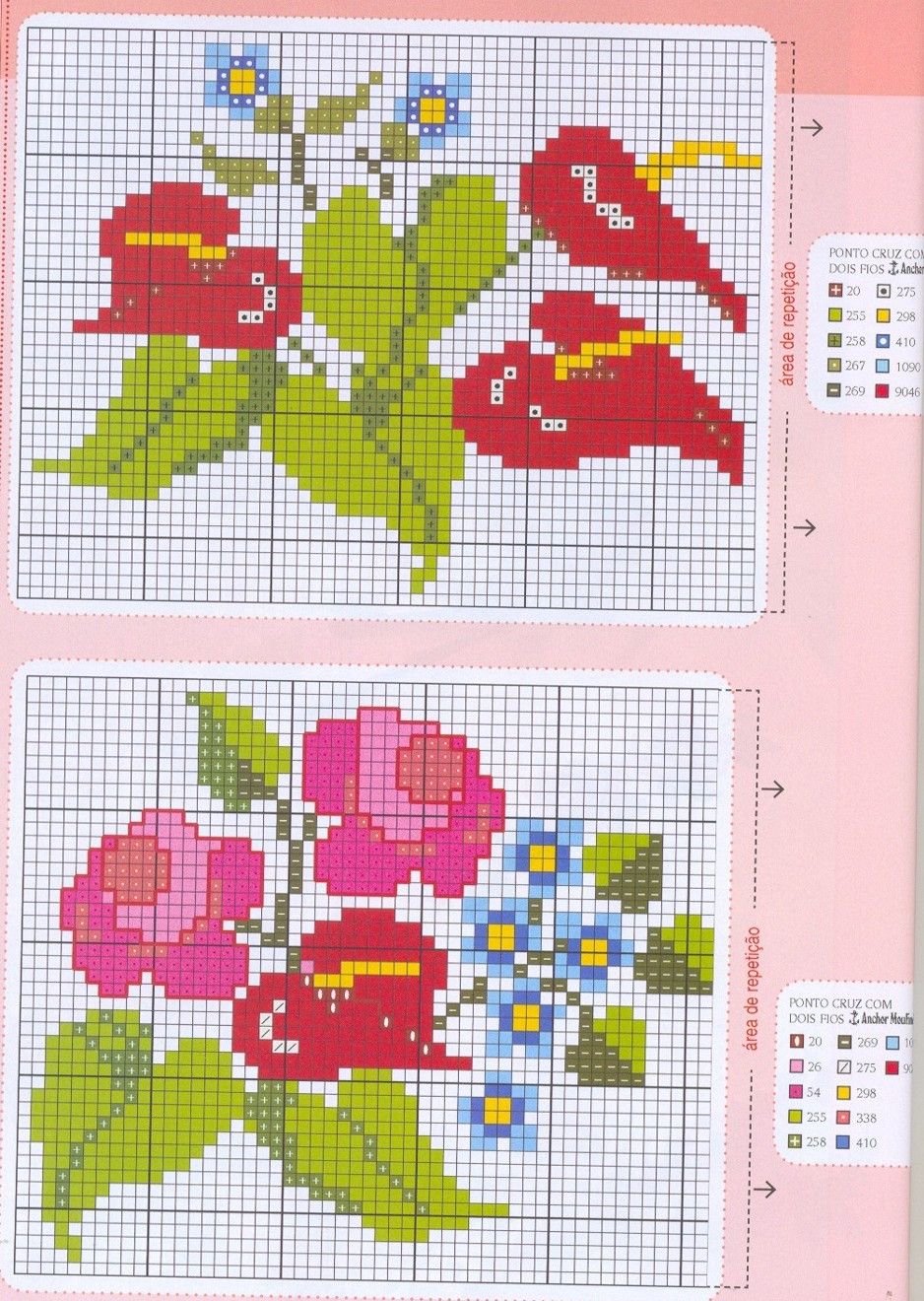 Schema punto croce Asciugamani Fiori 10